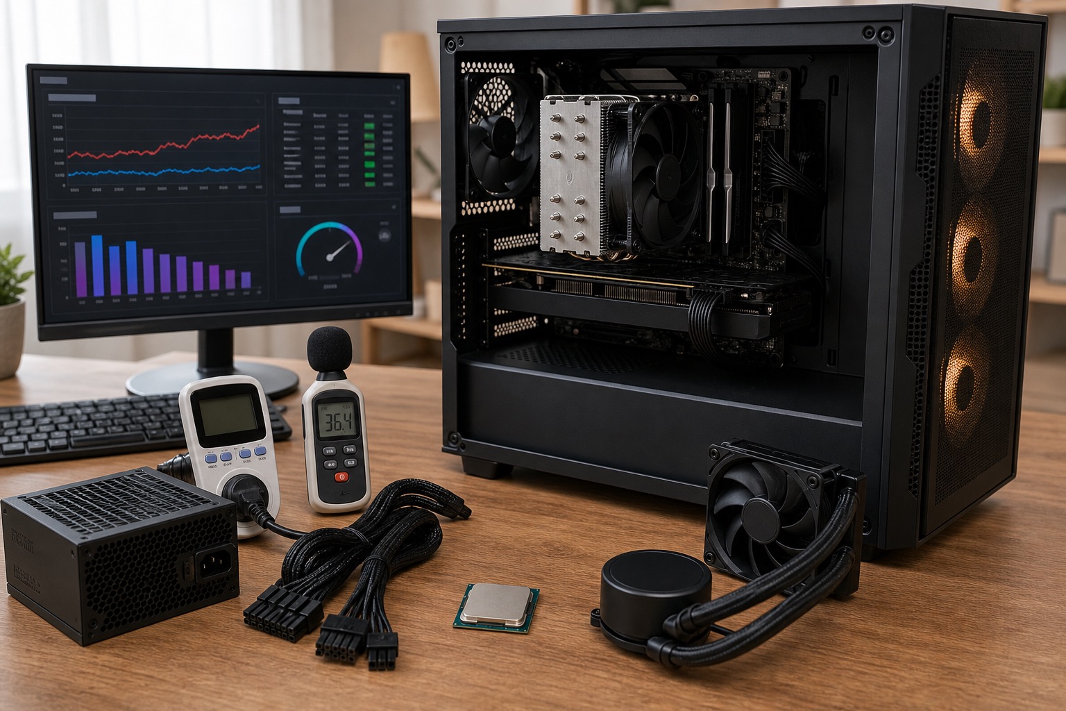 CPU 쿨러와 메모리가 설치된 메인보드