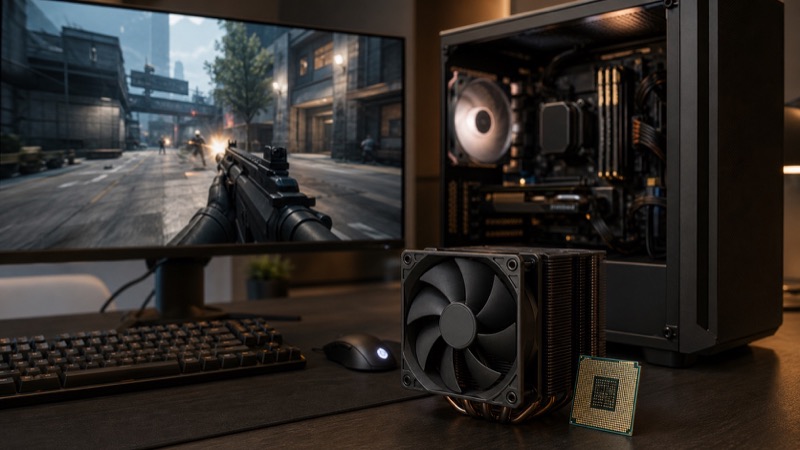 FPS 게임 중 CPU와 GPU 사용률을 확인하는 성능 표시 화면